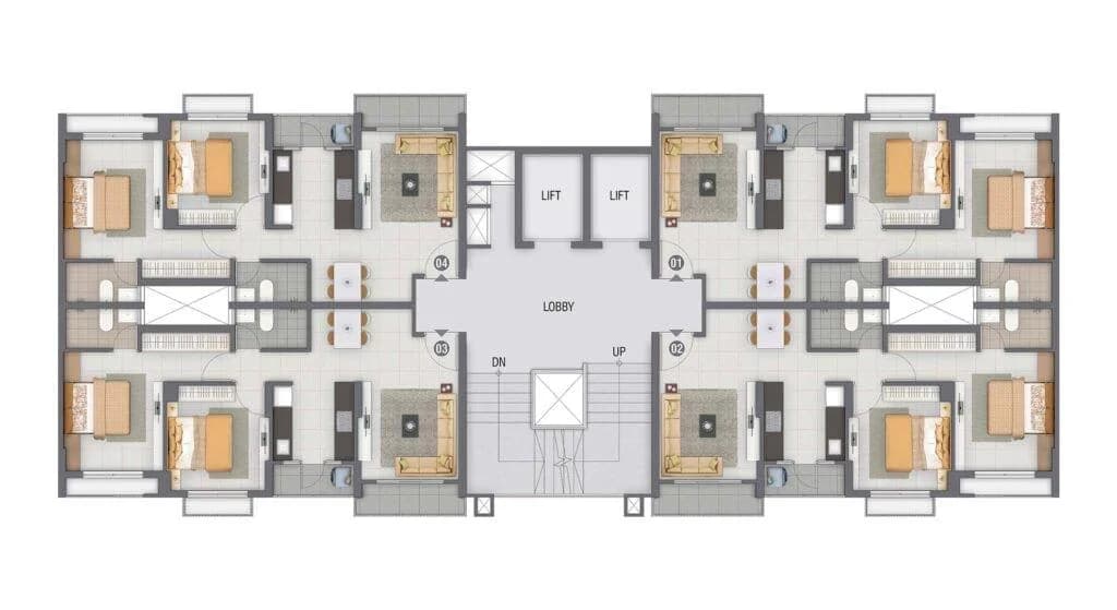 Floor Plan 2 BHK-800 Sq.ft.
